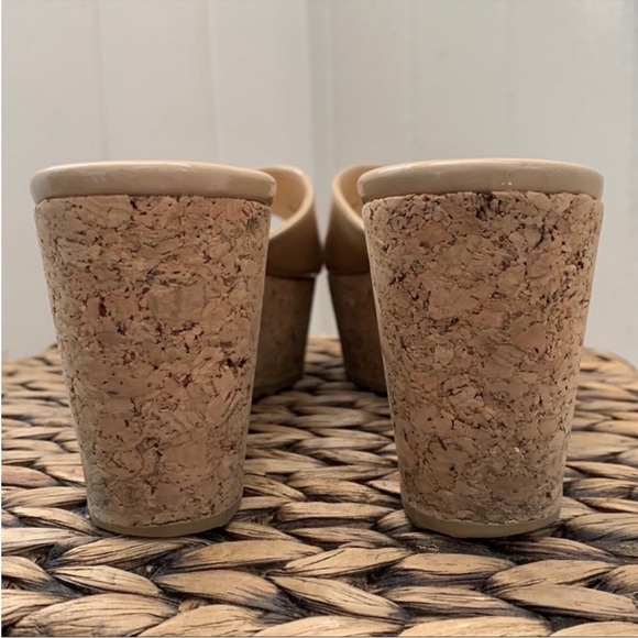 Jimmy Choo Prima Patent Leather Cork Wedge Sandal in Nude - Picture 14 of 15